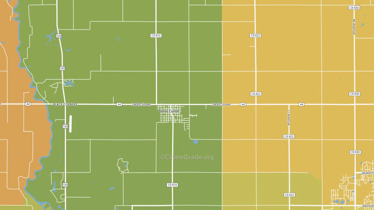Dallas Center, IA Map of Vehicle Theft Rates