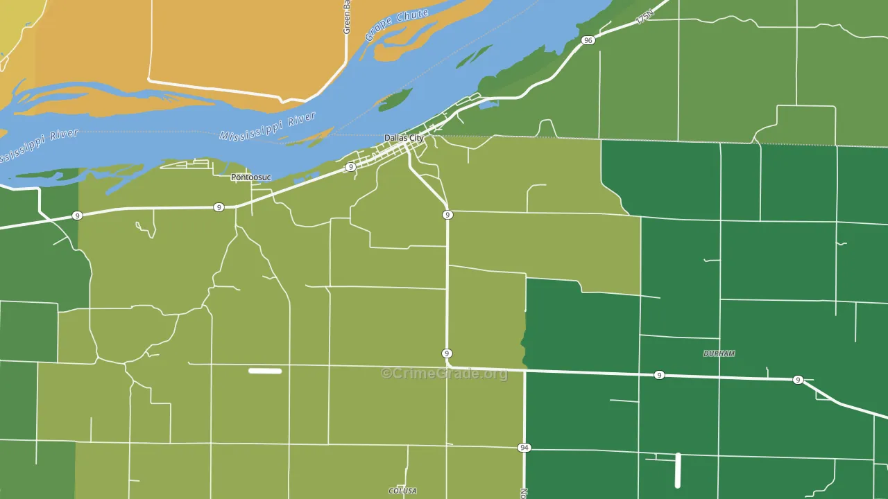 Dallas City, IL Map of Vehicle Theft Rates