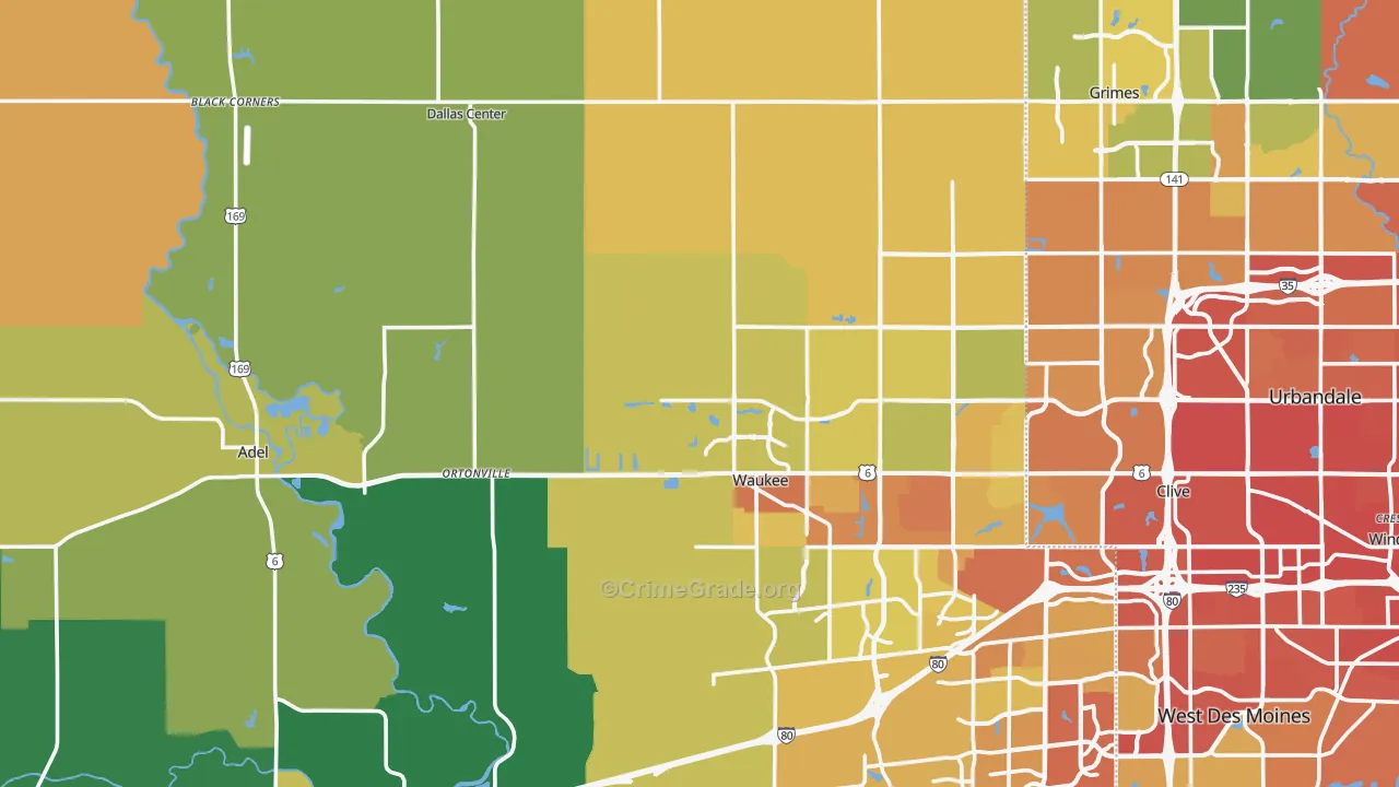 Dallas County, IA Map of Vehicle Theft Rates