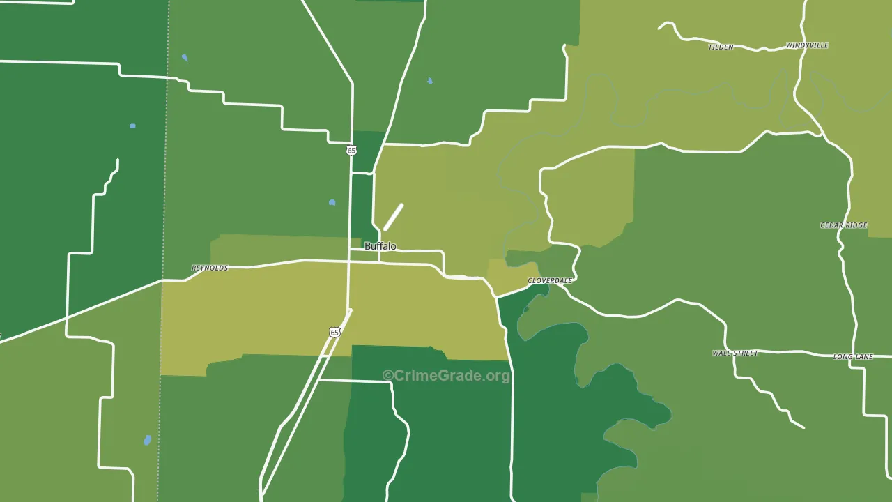 Dallas County, MO Map of Vehicle Theft Rates