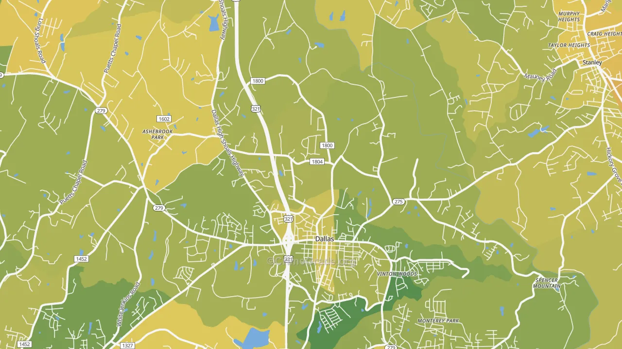 Dallas, NC Map of Vehicle Theft Rates