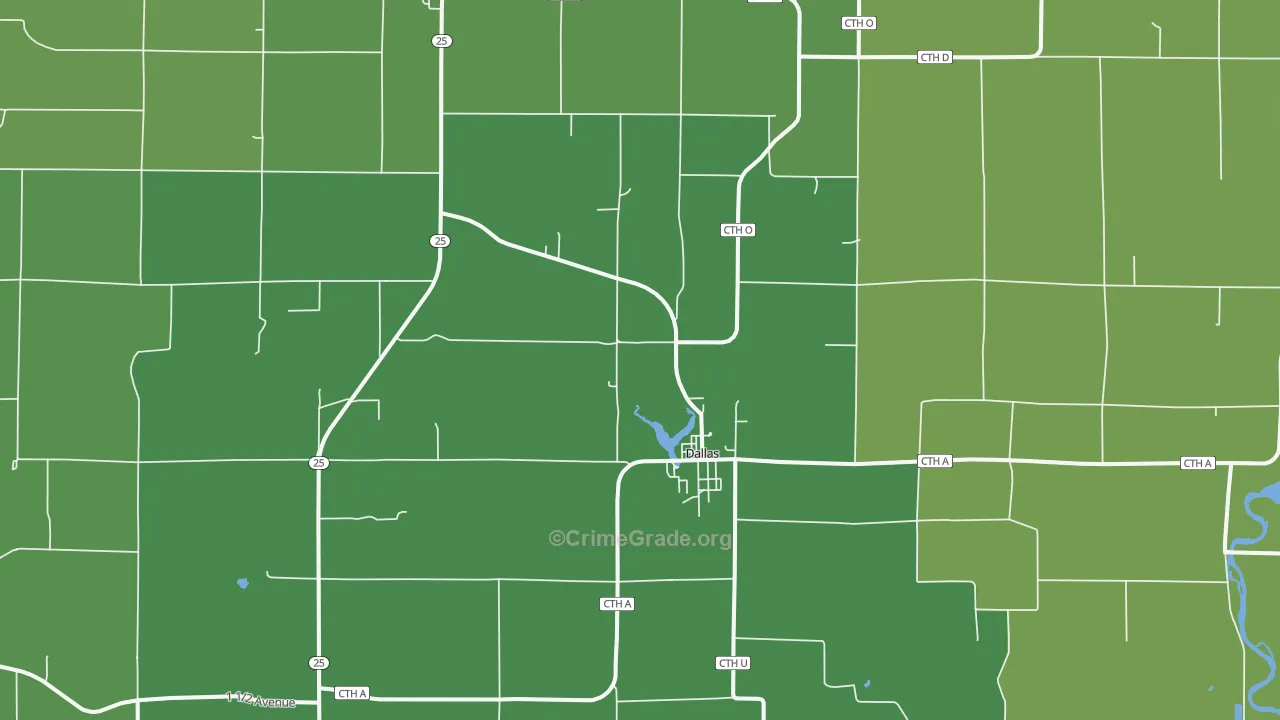 Dallas, WI Map of Vehicle Theft Rates