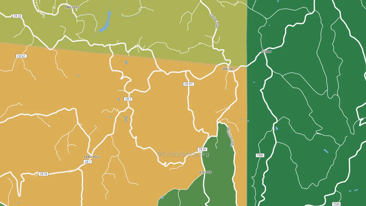 Dallas, WV Map of Vehicle Theft Rates