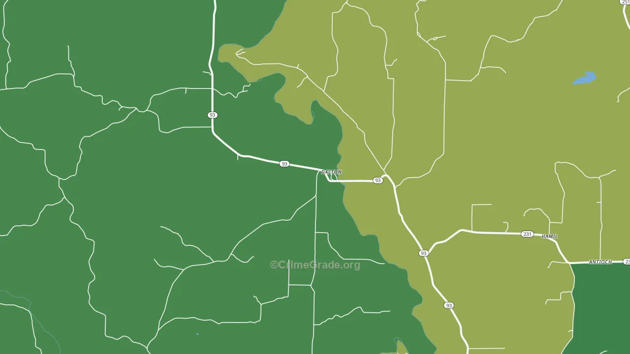 Dalton, AR Map of Vehicle Theft Rates