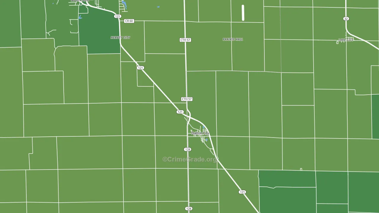 Dalton City, IL Map of Vehicle Theft Rates