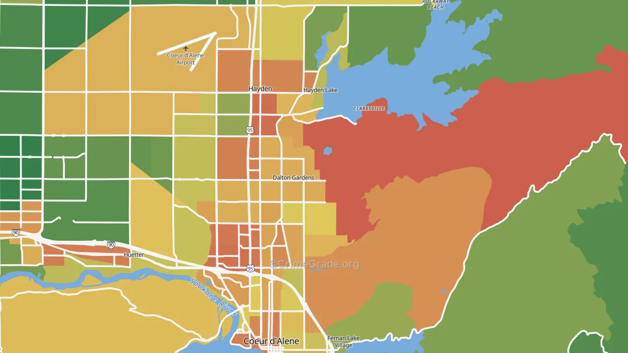 Dalton Gardens, ID Map of Vehicle Theft Rates
