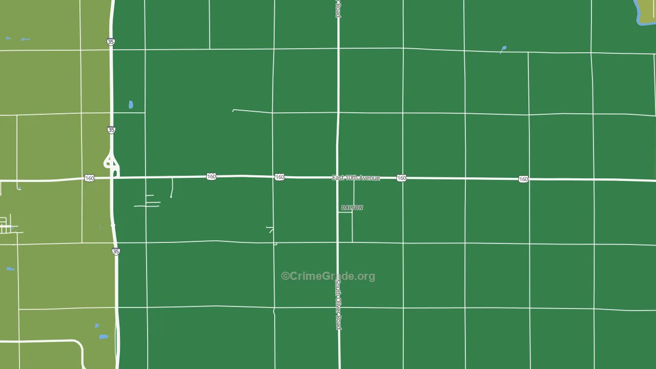 Dalton, KS Map of Vehicle Theft Rates