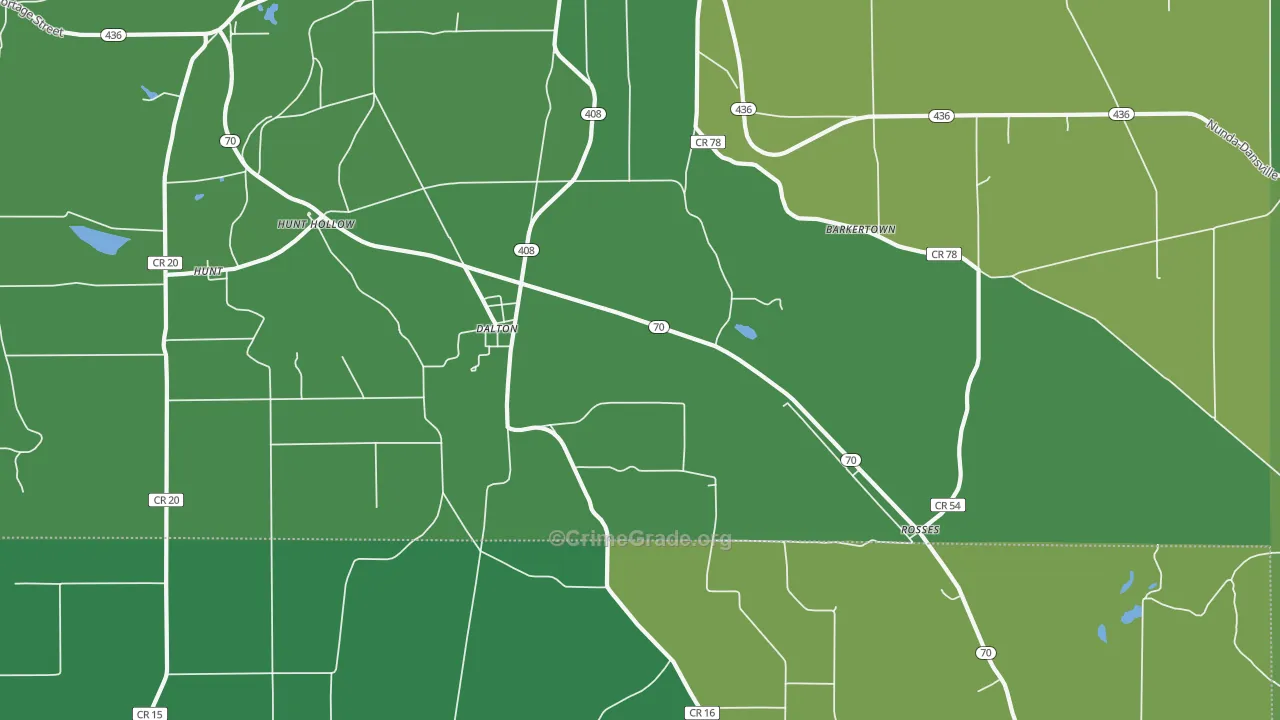 Dalton, NY Map of Vehicle Theft Rates