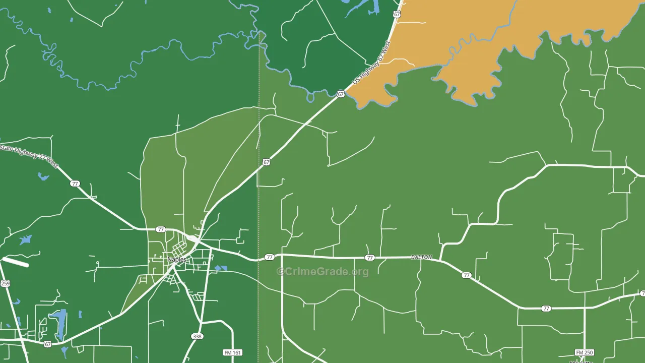 Dalton, TX Map of Vehicle Theft Rates