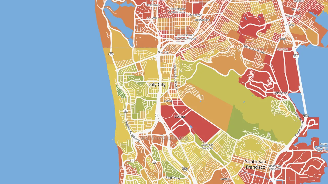 Daly City, CA Map of Vehicle Theft Rates