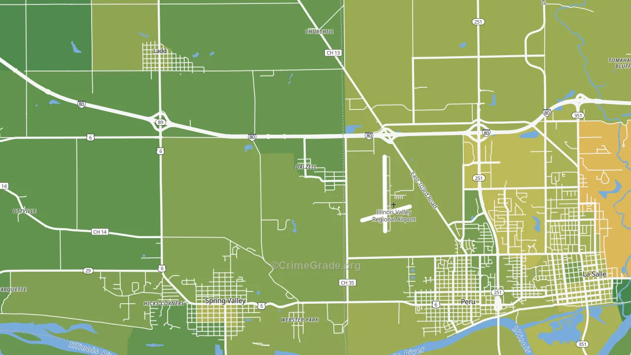 Dalzell, IL Map of Vehicle Theft Rates