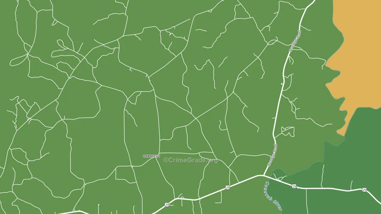 Damascus, AL Map of Vehicle Theft Rates