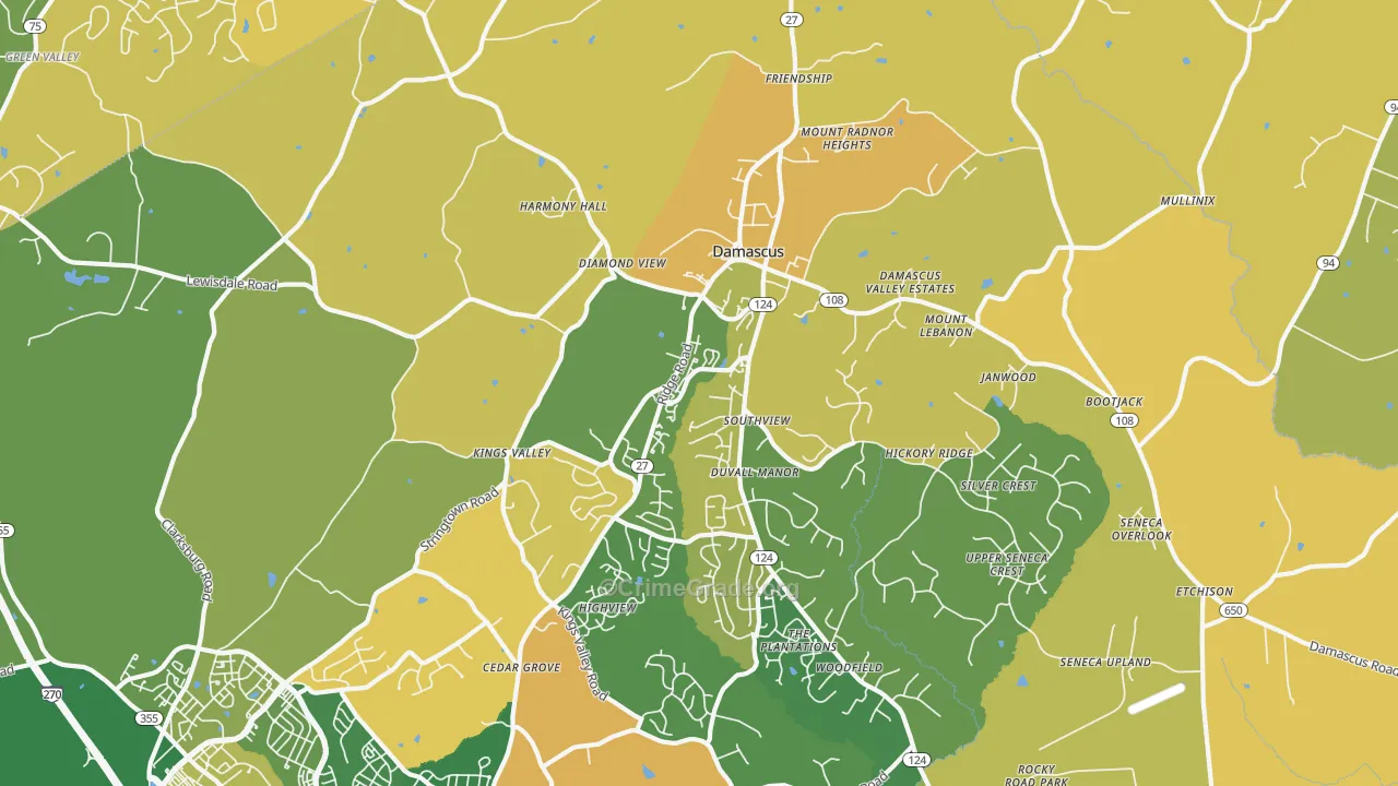 Damascus, MD Map of Vehicle Theft Rates