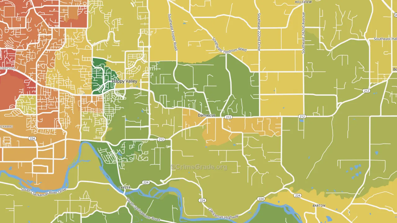Damascus, OR Map of Vehicle Theft Rates