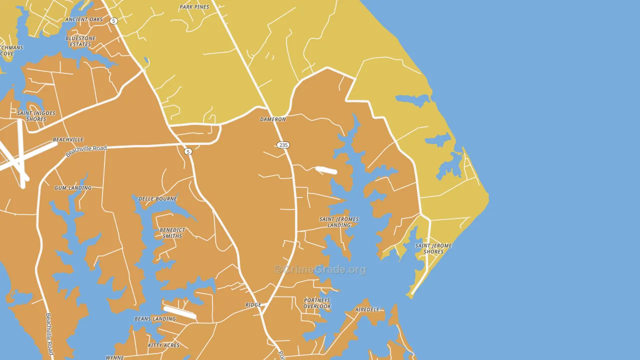 Dameron, MD Map of Vehicle Theft Rates