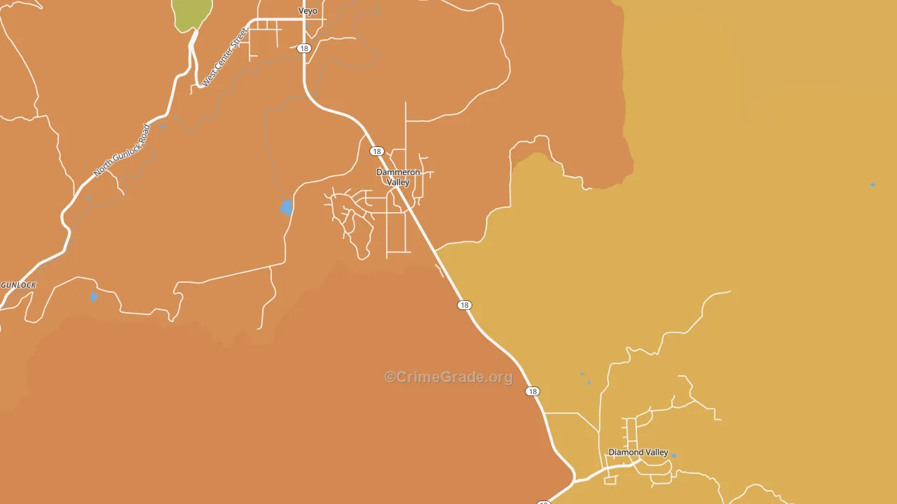 Dammeron Valley, UT Map of Vehicle Theft Rates
