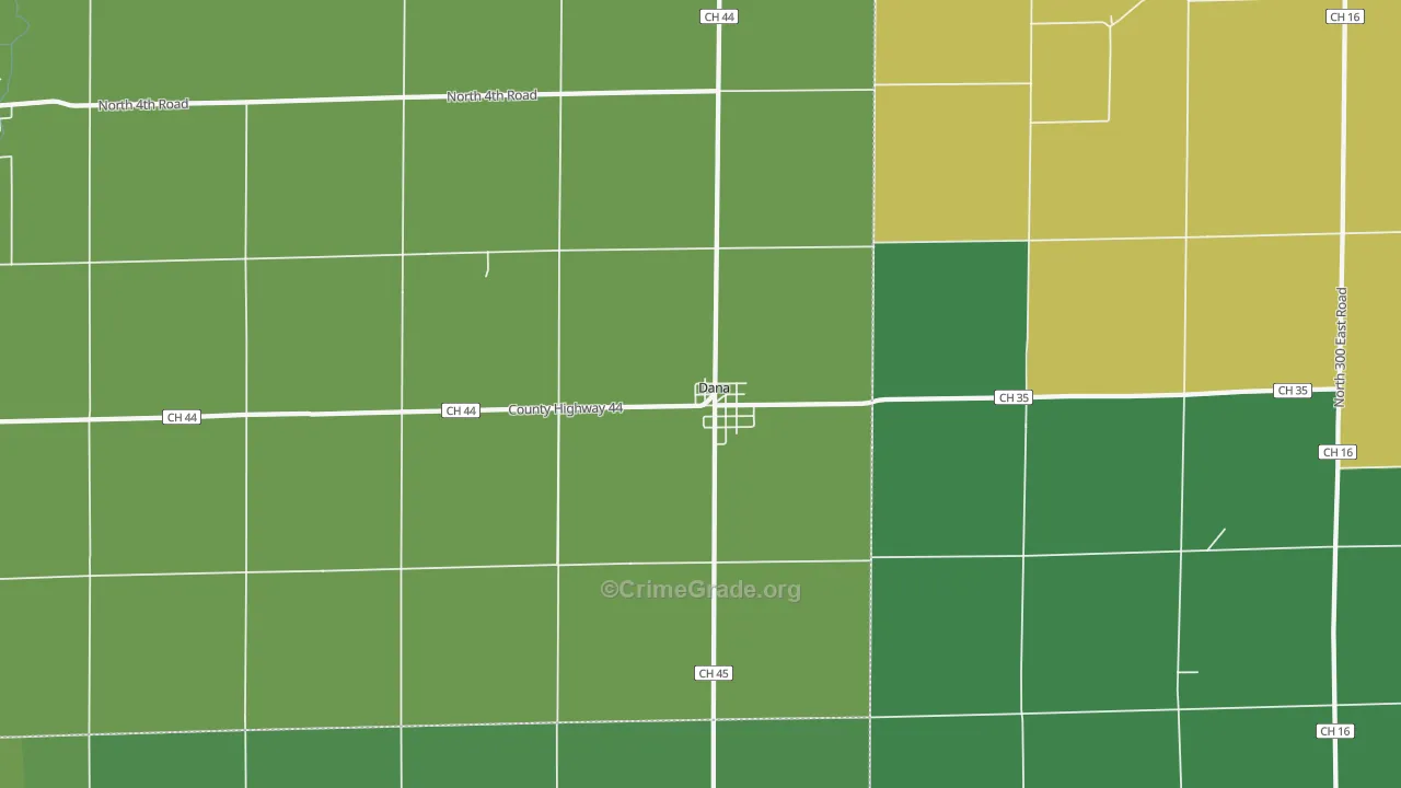 Dana, IL Map of Vehicle Theft Rates