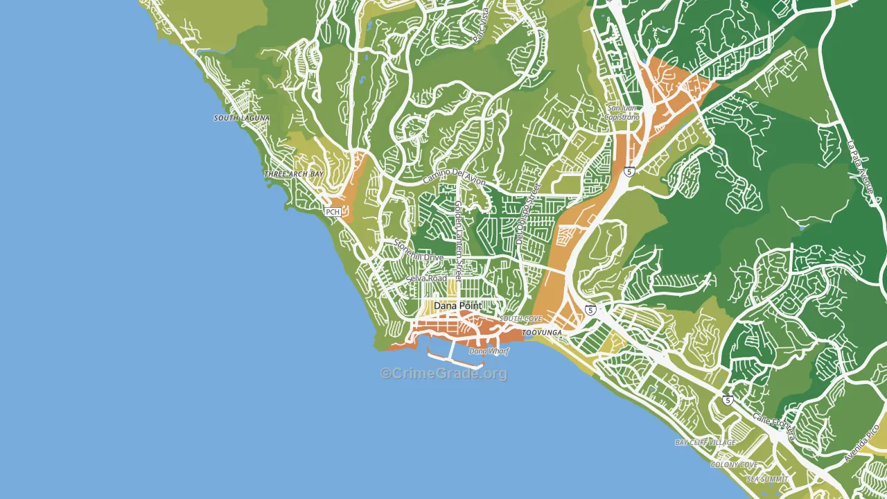 Dana Point, CA Map of Vehicle Theft Rates