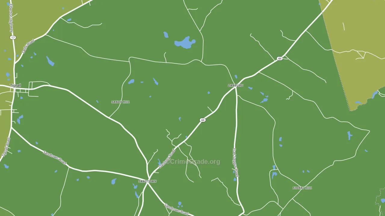 Danburg, GA Map of Vehicle Theft Rates