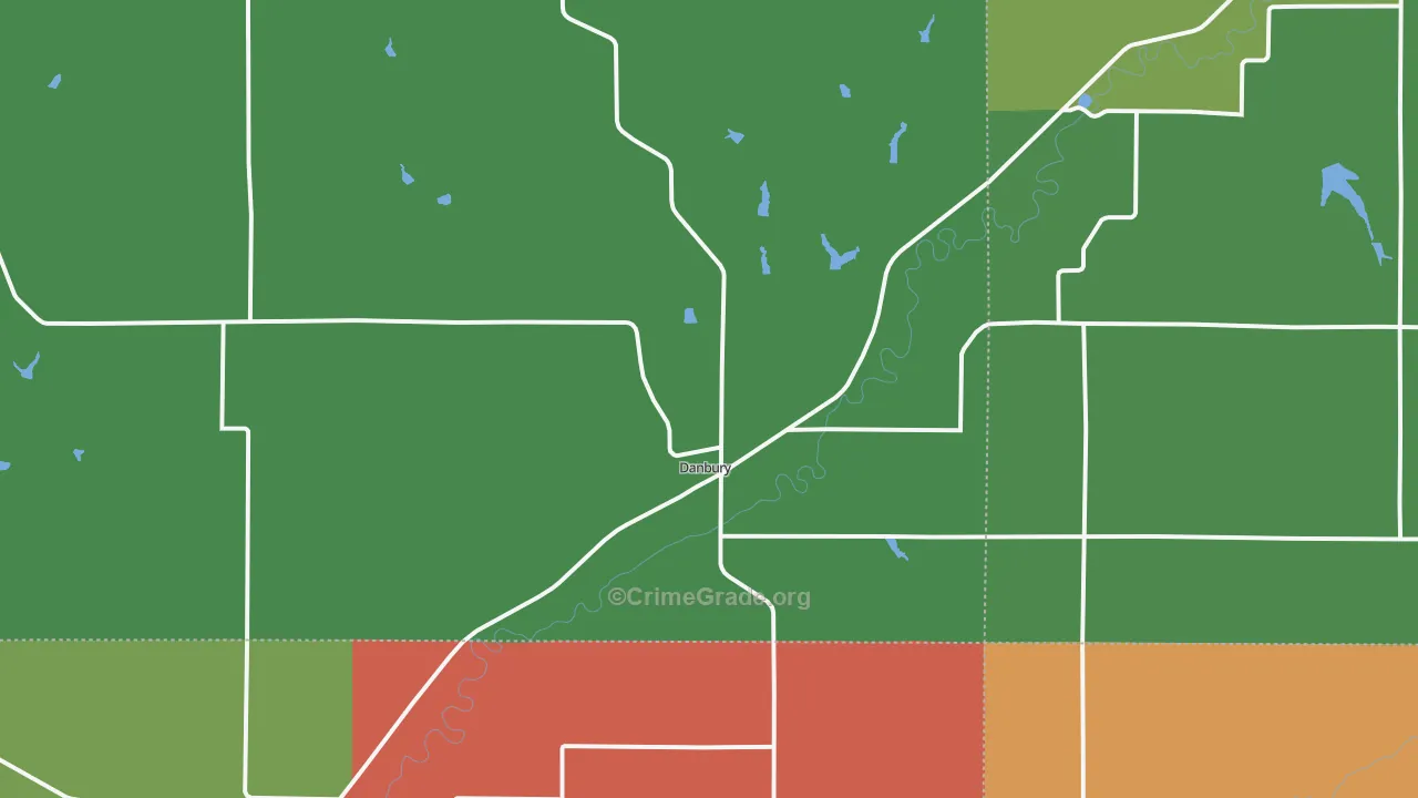 Danbury, IA Map of Vehicle Theft Rates