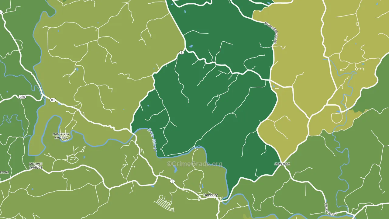 Danbury, NC Map of Vehicle Theft Rates