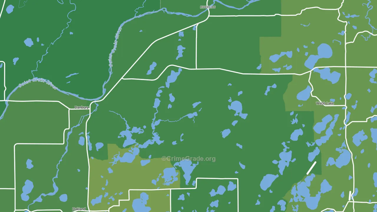 Danbury, WI Map of Vehicle Theft Rates