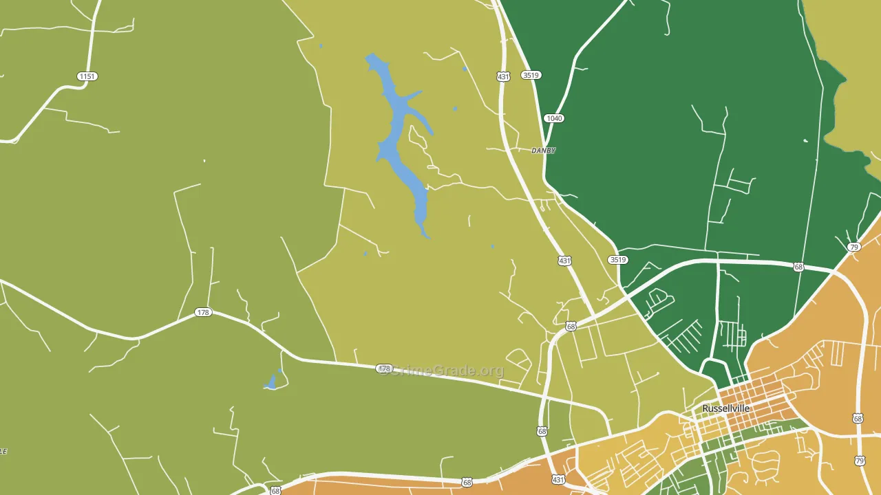 Danby, KY Map of Vehicle Theft Rates