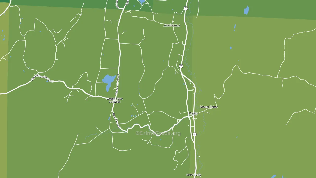 Danby, VT Map of Vehicle Theft Rates
