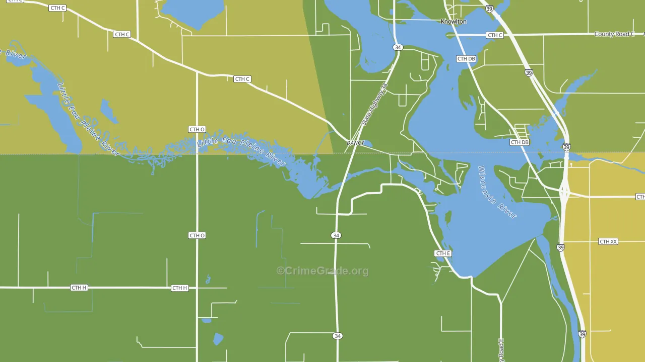 Dancy, WI Map of Vehicle Theft Rates
