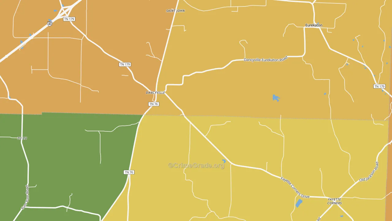 Dancyville, TN Map of Vehicle Theft Rates