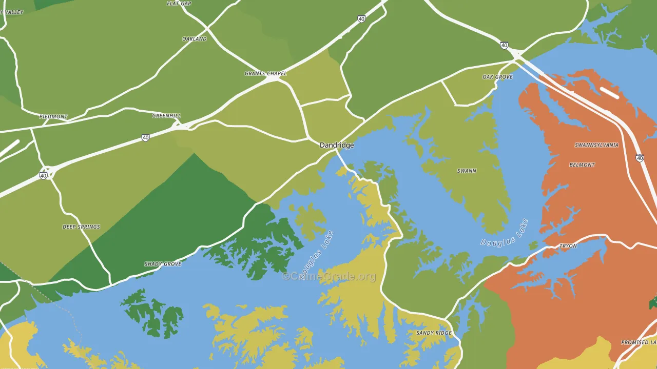 Dandridge, TN Map of Vehicle Theft Rates