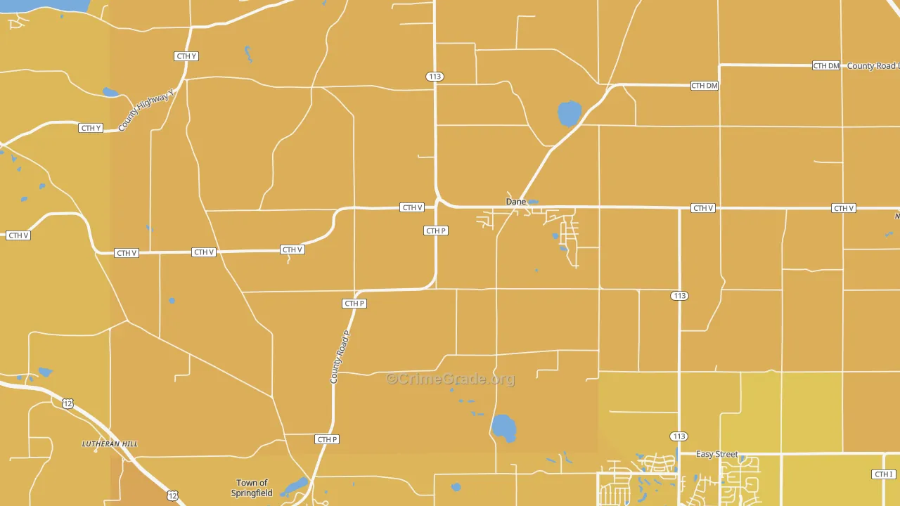 Dane, WI Map of Vehicle Theft Rates