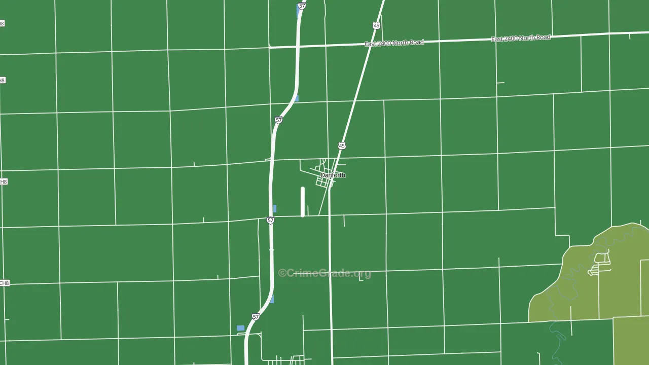 Danforth, IL Map of Vehicle Theft Rates