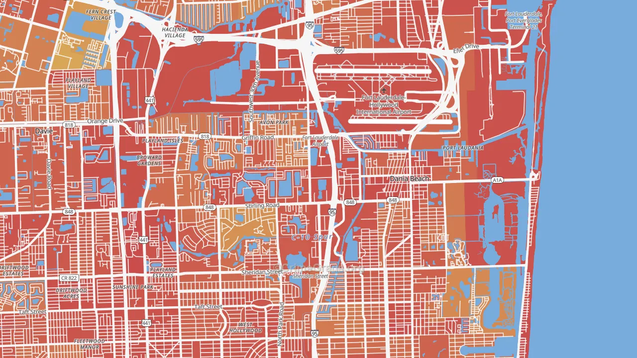 Dania Beach, FL Map of Vehicle Theft Rates