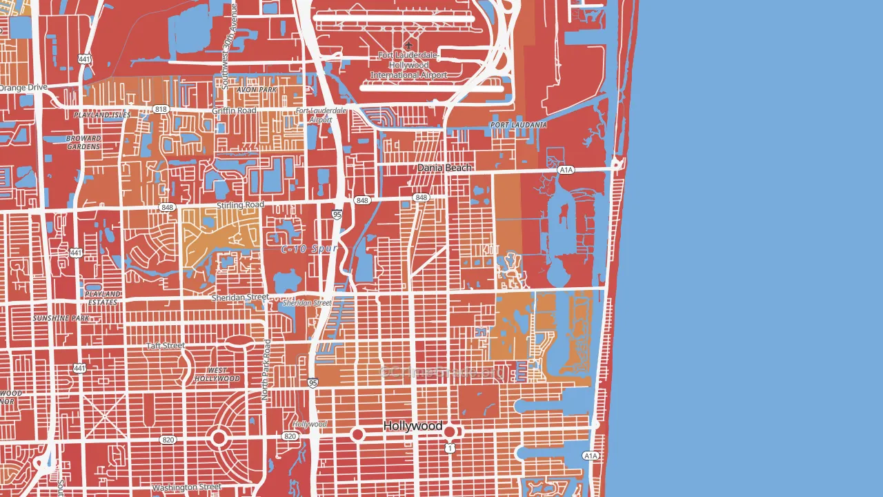 Dania, FL Map of Vehicle Theft Rates