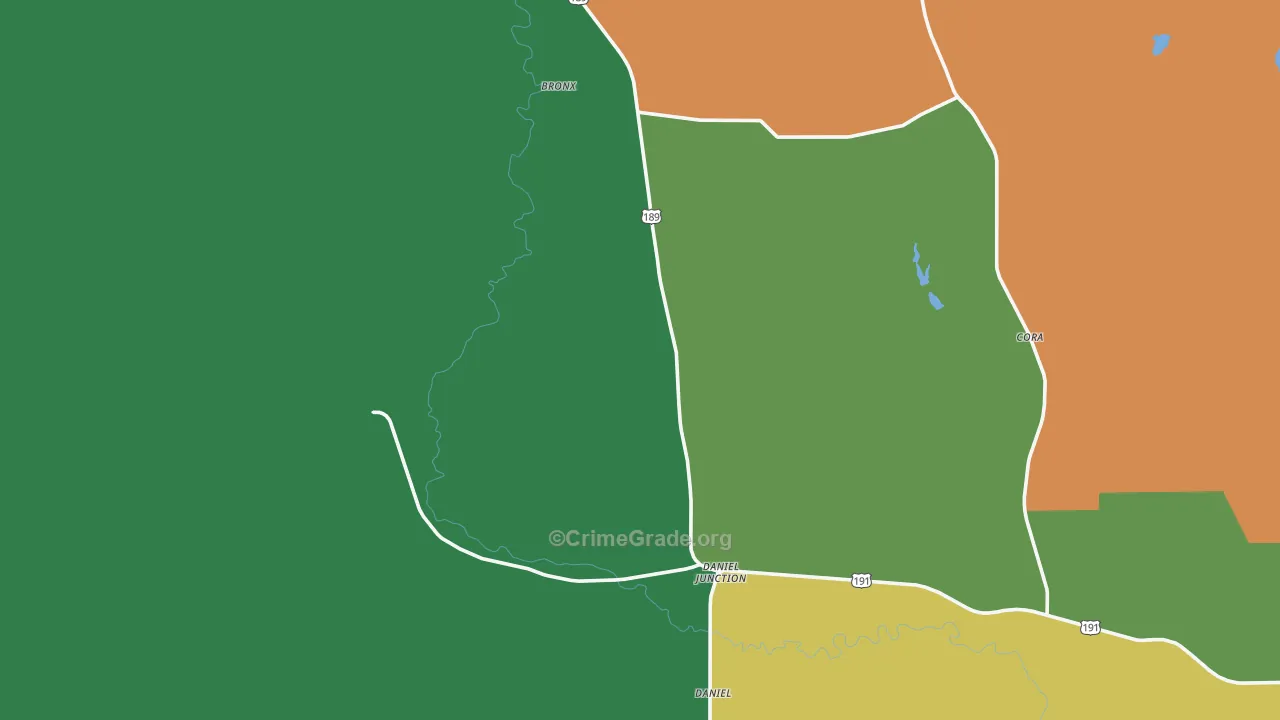 Daniel, WY Map of Vehicle Theft Rates