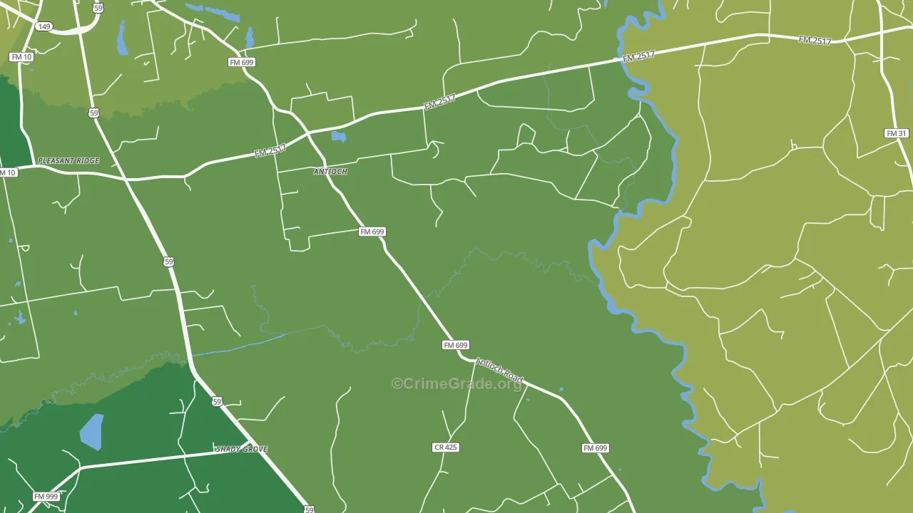Daniels, TX Map of Vehicle Theft Rates