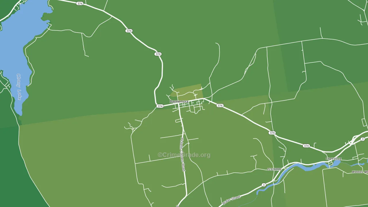Dannemora, NY Map of Vehicle Theft Rates