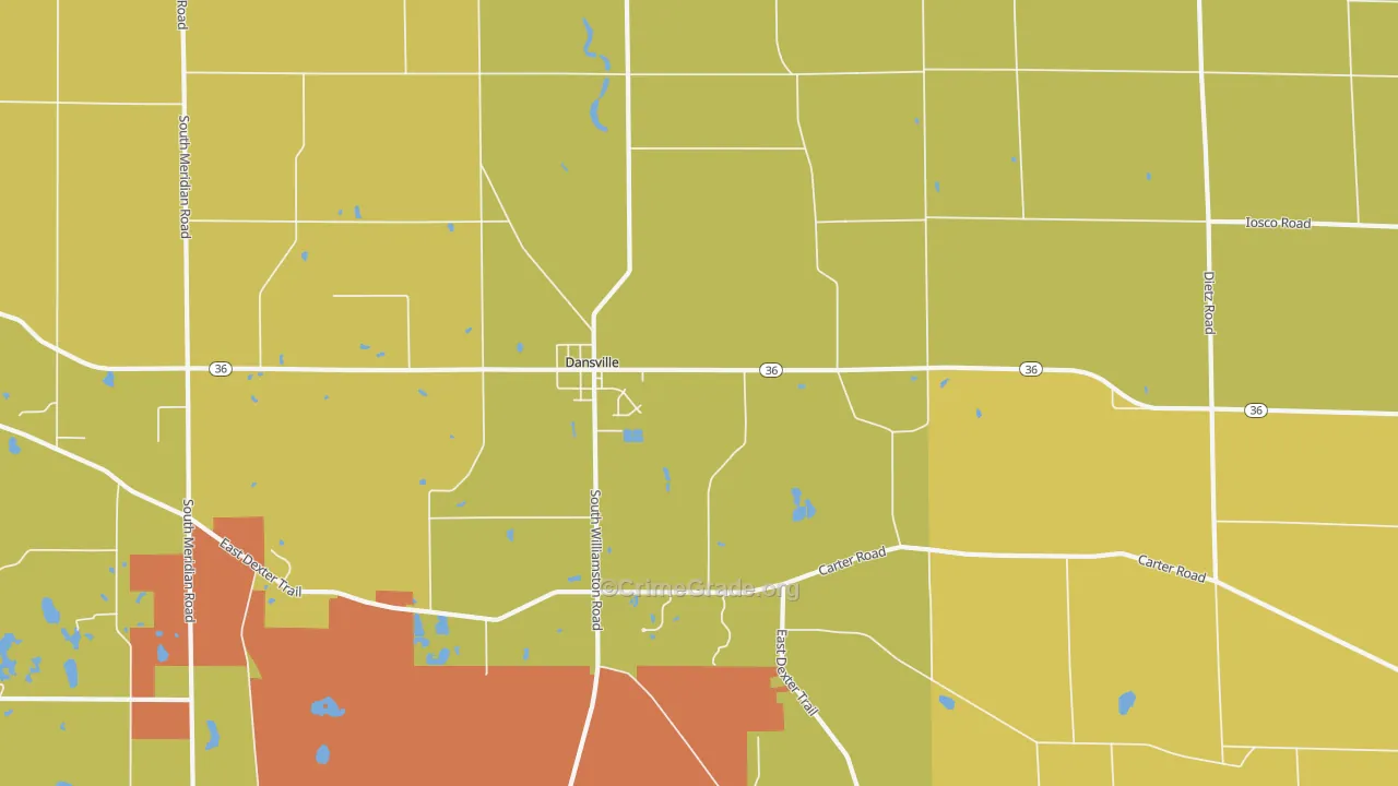 Dansville, MI Map of Vehicle Theft Rates