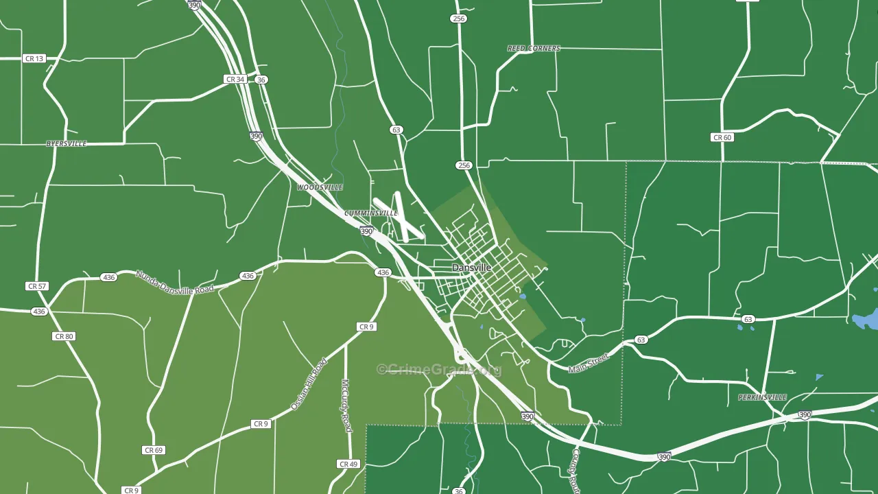 Dansville, NY Map of Vehicle Theft Rates