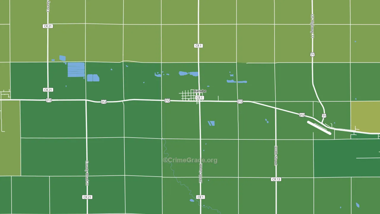 Danube, MN Map of Vehicle Theft Rates