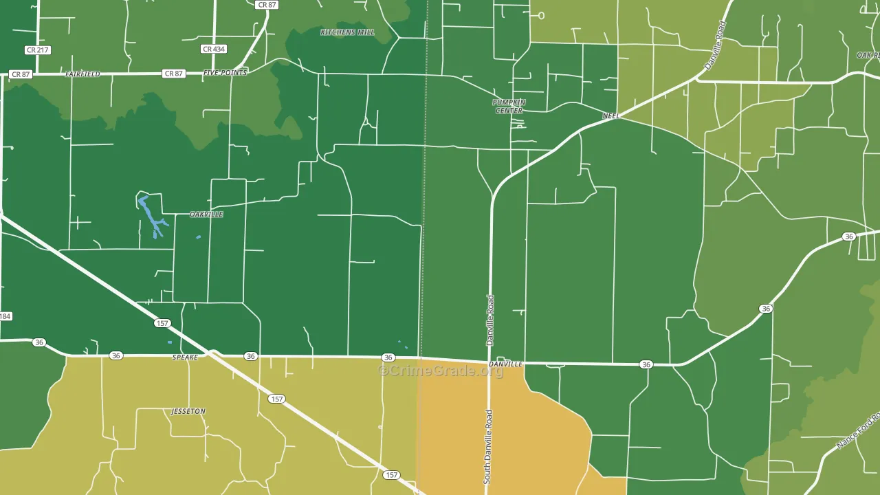 Danville, AL Map of Vehicle Theft Rates