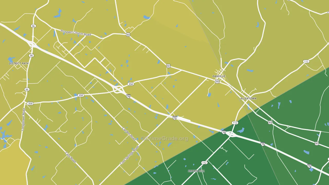 Danville, GA Map of Vehicle Theft Rates