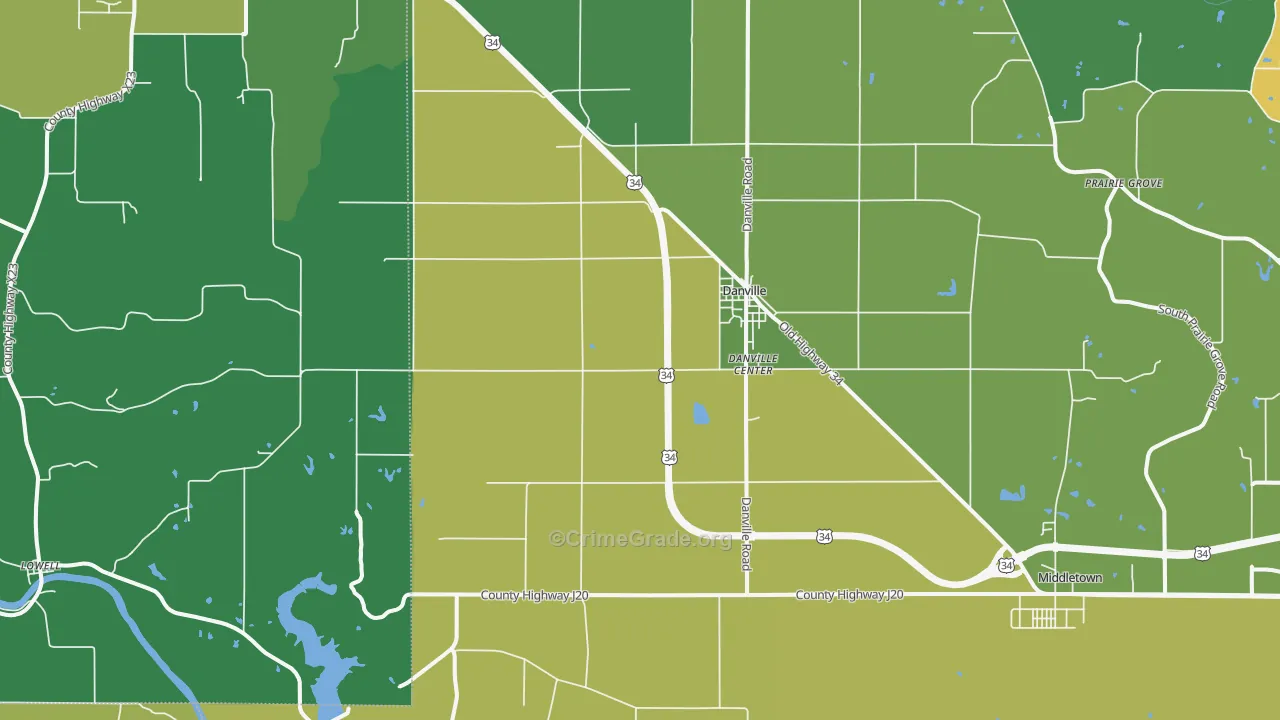 Danville, IA Map of Vehicle Theft Rates