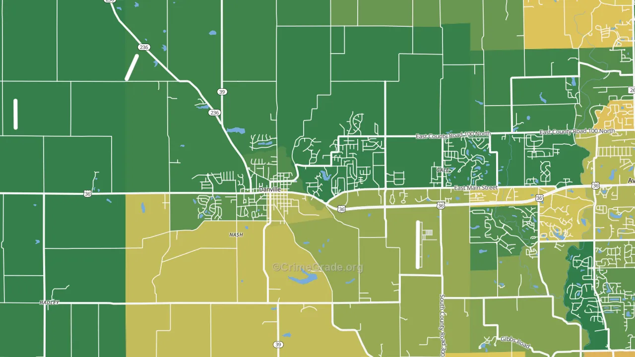 Danville, IN Map of Vehicle Theft Rates