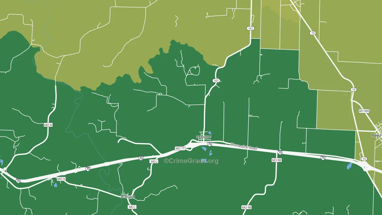 Danville, MO Map of Vehicle Theft Rates