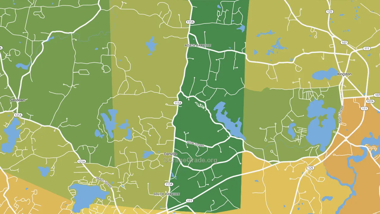 Danville, NH Map of Vehicle Theft Rates