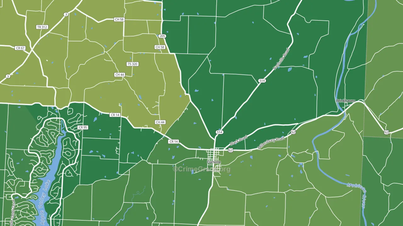 Danville, OH Map of Vehicle Theft Rates