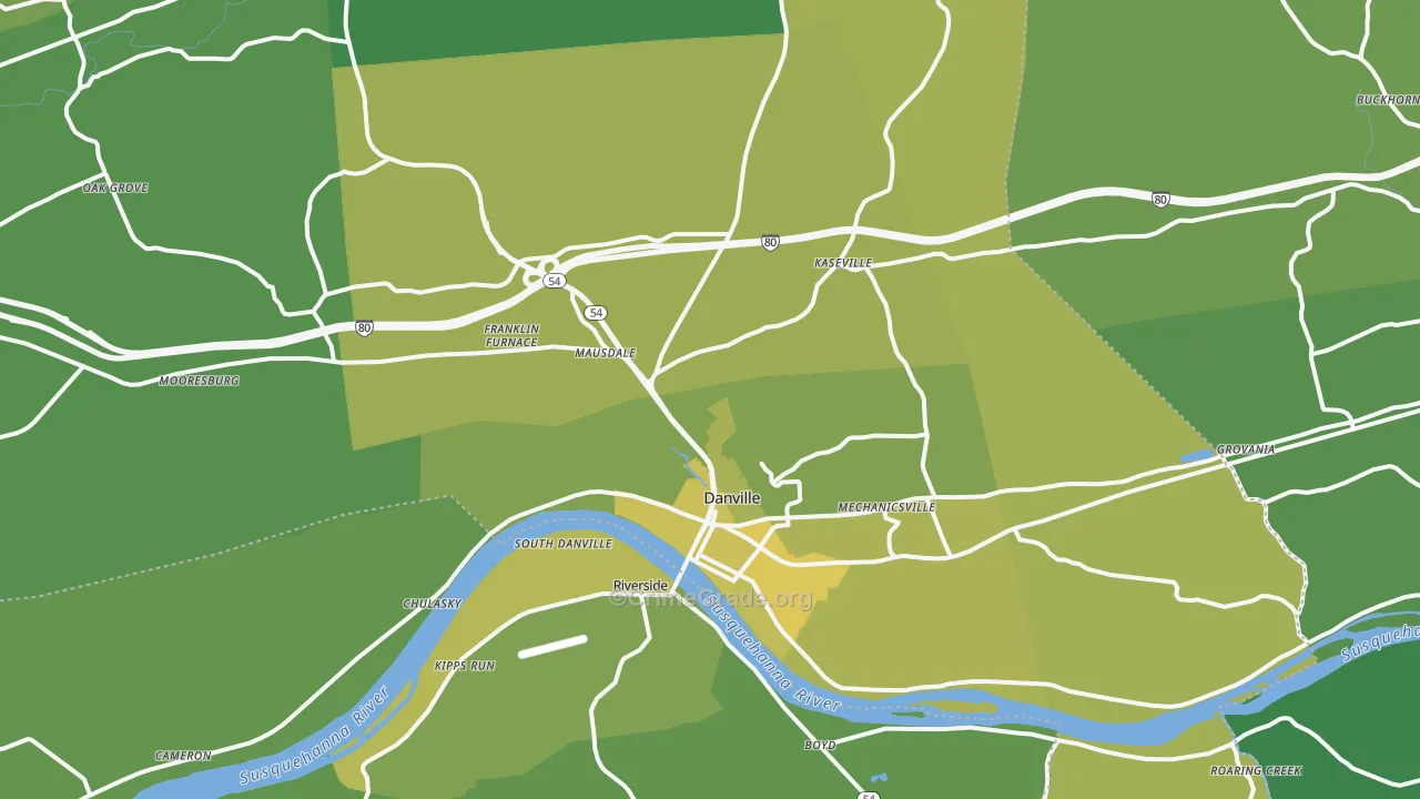 Danville, PA Map of Vehicle Theft Rates