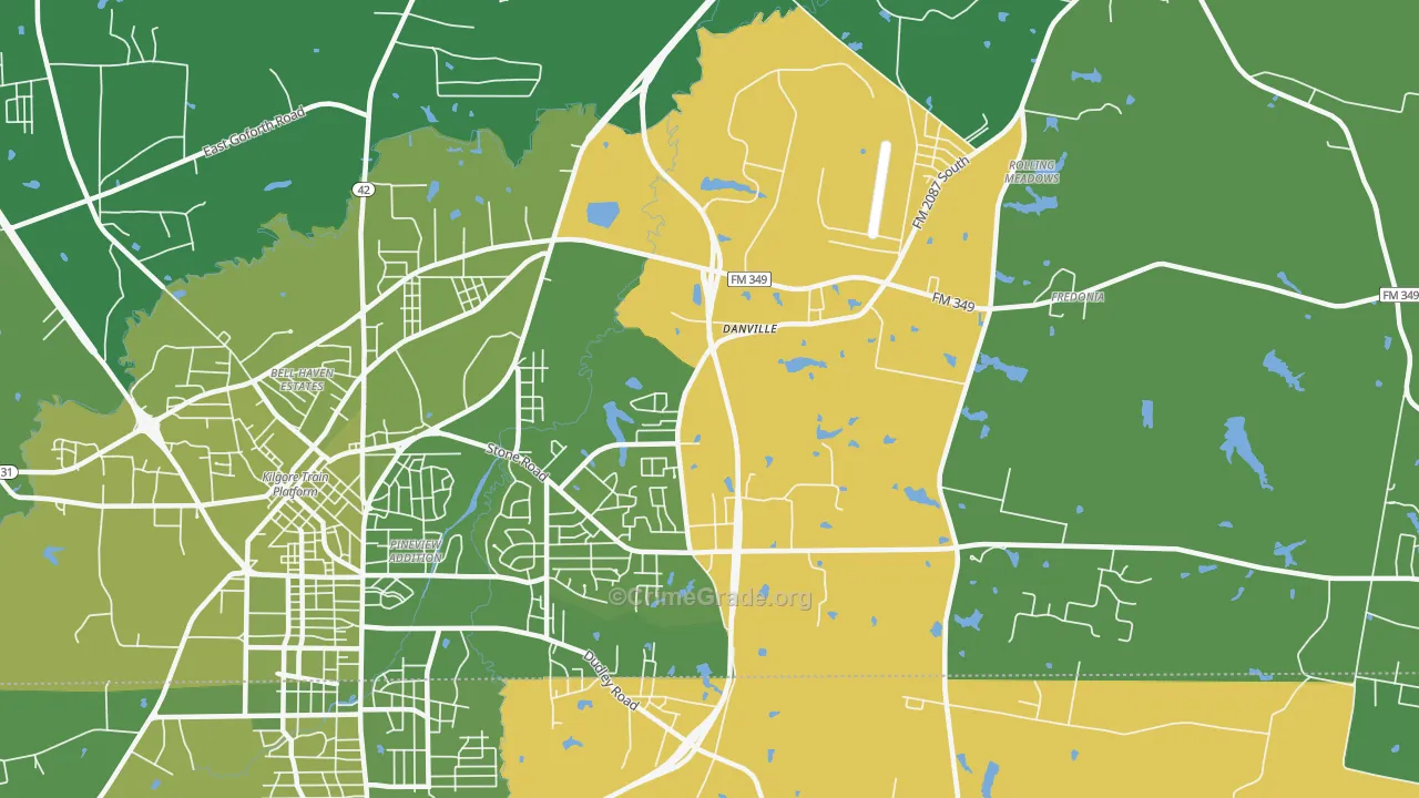 Danville, TX Map of Vehicle Theft Rates